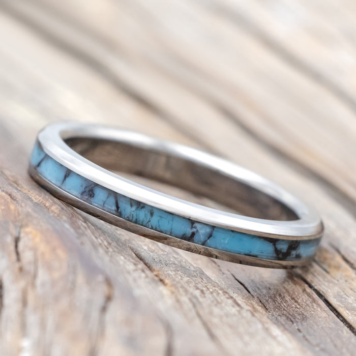 "ETERNA" - TURQUOISE & BLACK MATRIX TRUSTONE STACKING BAND-Staghead Designs