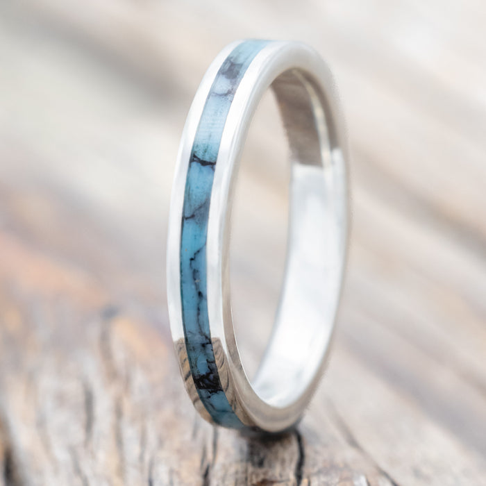 "ETERNA" - TURQUOISE & BLACK MATRIX TRUSTONE STACKING BAND-Staghead Designs