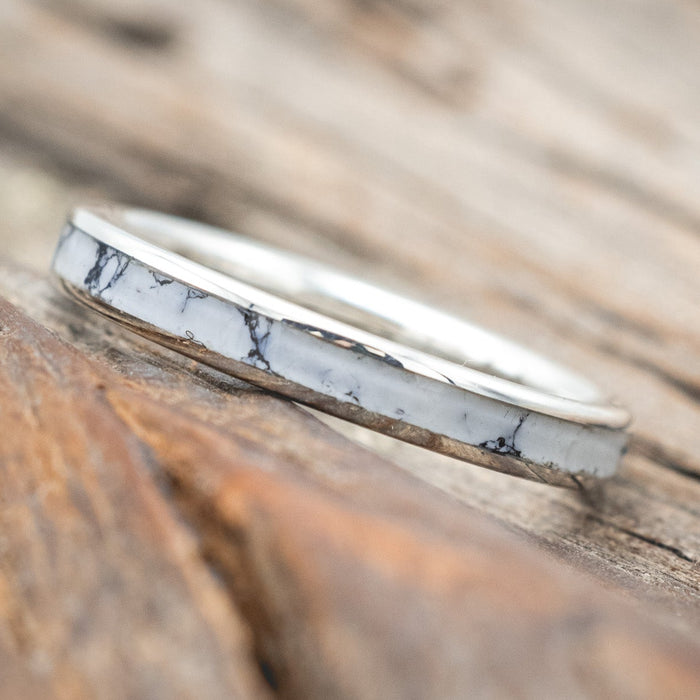 "ETERNA" - WHITE TURQUOISE TRUSTONE STACKING BAND-Staghead Designs