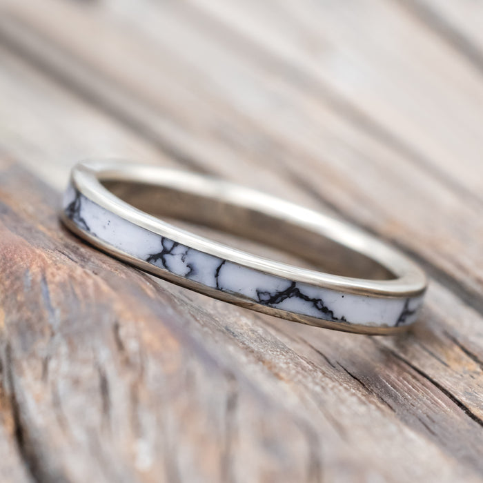 "ETERNA" - WHITE TURQUOISE TRUSTONE STACKING BAND-Staghead Designs