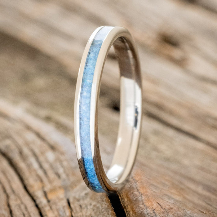 "ETERNA"- BLUE OPAL STACKING WEDDING BAND-1