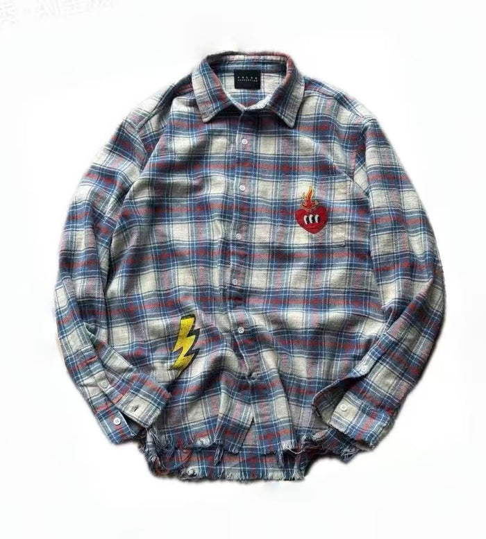 False Perception Sun Graphic Plaid Shirt