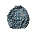False Perception Tongue Logo Green Plaid Shirt