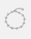 Statement Collective "Fleur De Lis" 10mm Bracelet showcased on a plain white background, featuring multiple small fleur-de-lis charms evenly spaced along the chain, finished with an adjustable clasp and extension chain.