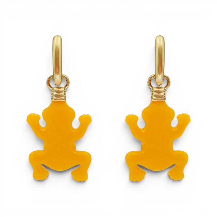 Frog Ochre Resin Drop Earrings