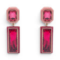 Gioia Pink And Red Enamel Edged Pink And Fuchsia Glass Stone Earrings