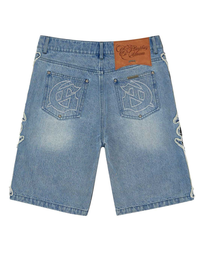 Godspeed Femur Frayed Denim Shorts Blue