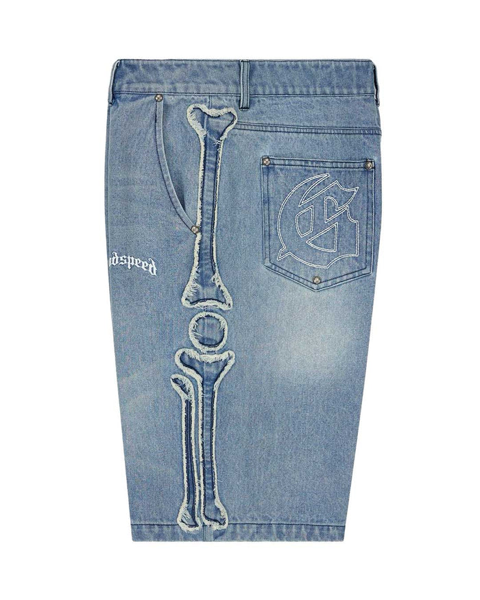 Godspeed Femur Frayed Denim Shorts Blue