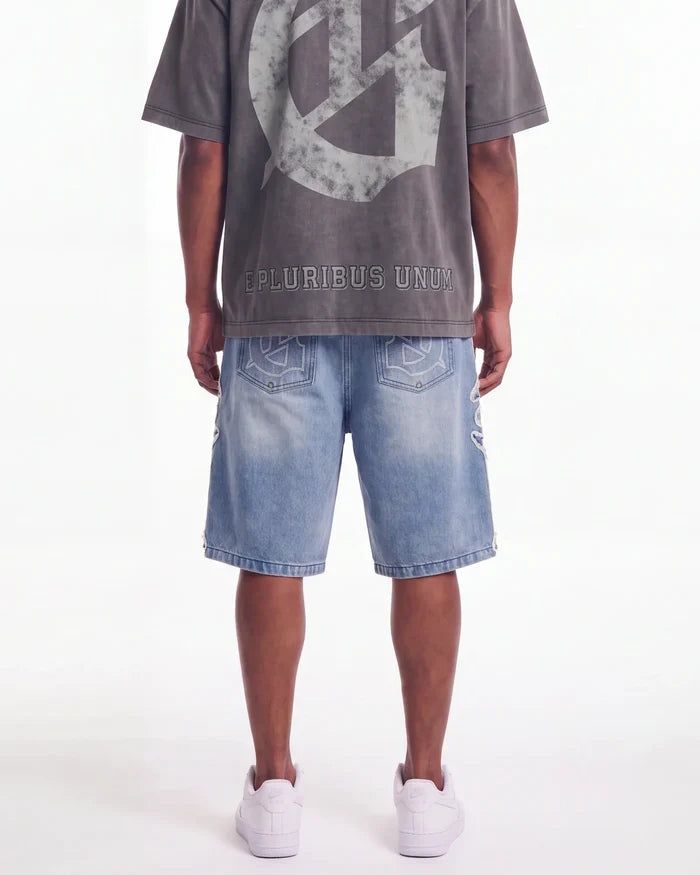 Godspeed Femur Frayed Denim Shorts Blue