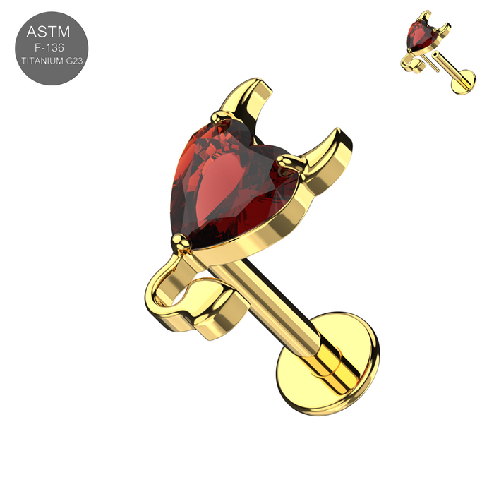 Gold Coloured Devil Heart Bundle | Matching Piercing Jewellery Set