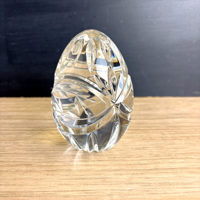 Gorham Victoria's Garden hand cut clear crystal egg paperweight - NextStage Vintage