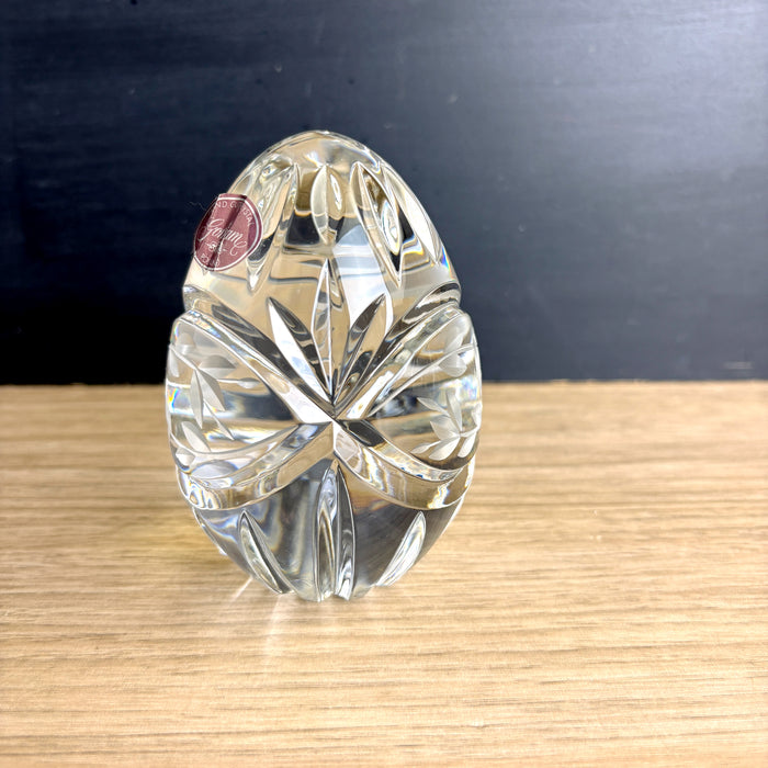 Gorham Victoria's Garden hand cut clear crystal egg paperweight - NextStage Vintage