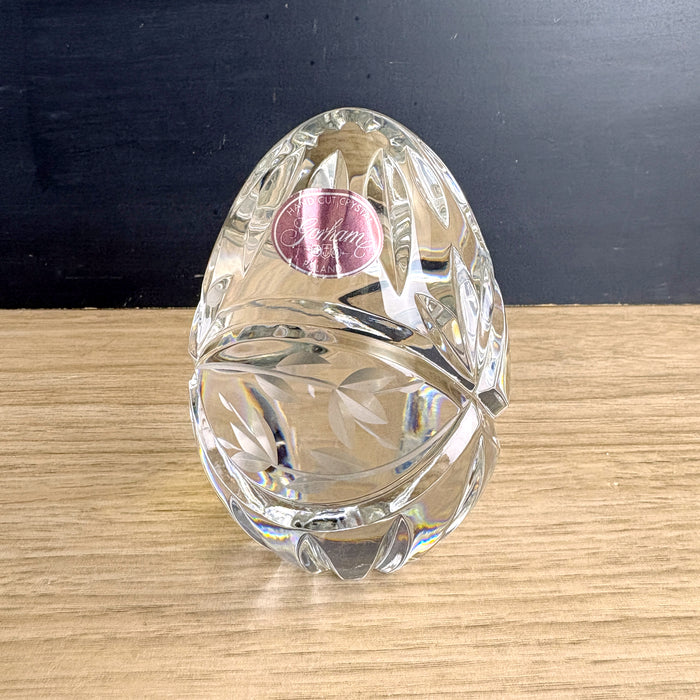 Gorham Victoria's Garden hand cut clear crystal egg paperweight - NextStage Vintage
