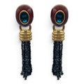 Grace Chocolate Resin Earrings With Sapphire Faceted Glass Removable Drop Earrings
