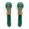 Grace Malachite Resin Earrings With Emerald Faceted Glass Removable Drop