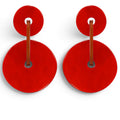 Greta Double Disc Red Orange Resin Drop Earrings