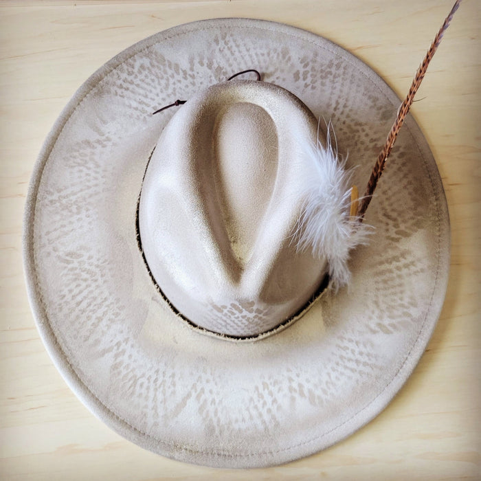 Hand-painted python felt hat in gold, additional view