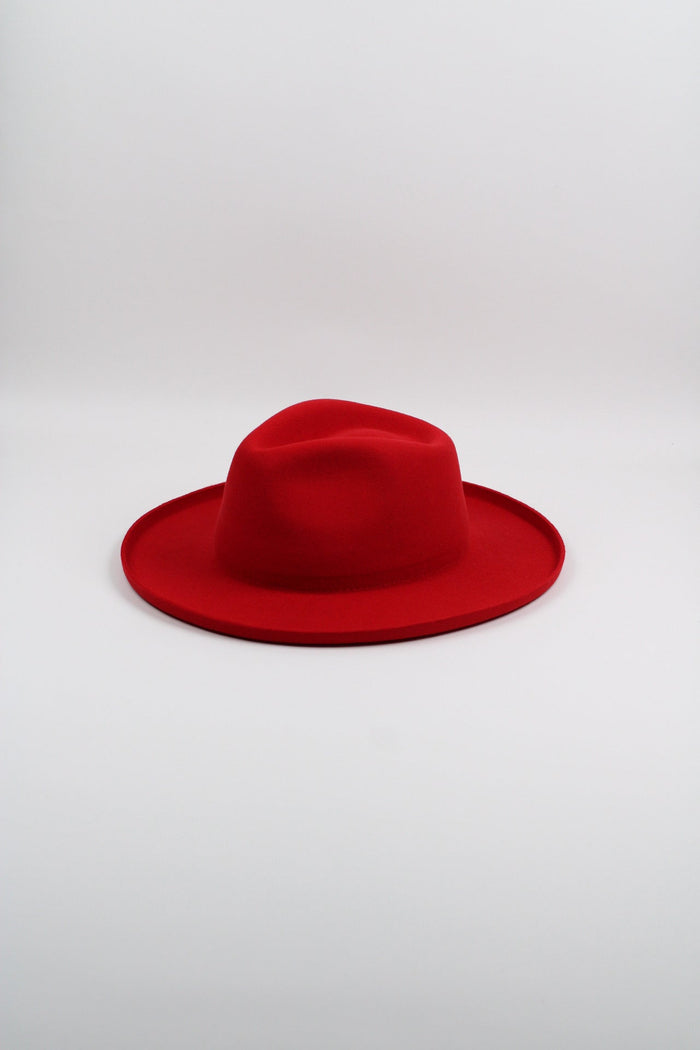 Cherry red Harper pencil brim hat, view 3