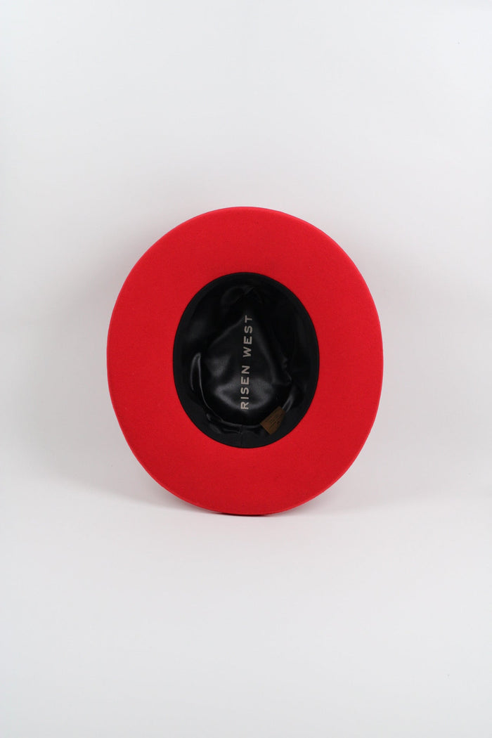 Cherry red Harper pencil brim hat, view 5