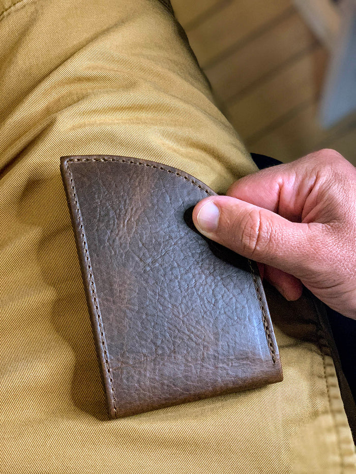 Horween bison leather front pocket wallet, view 2