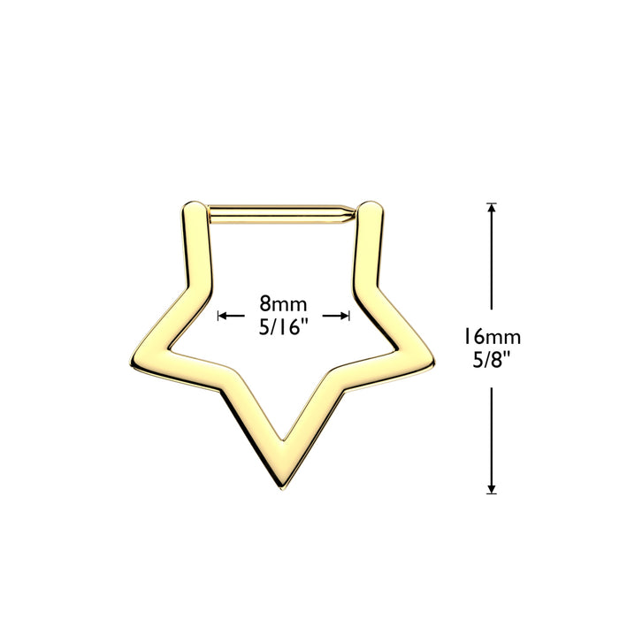 Implant Grade Titanium Hinged Hollow Star Segment Hoop Ring With Straight Bar - Pic&Mix The Body Jewellery Shop
