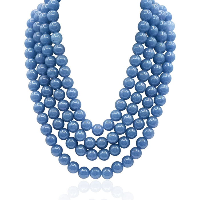 Irena Four Strand Blue Agate Resin Bead Nesting Necklace