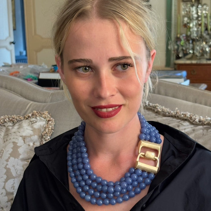 Irena Four Strand Blue Agate Resin Bead Nesting Necklace