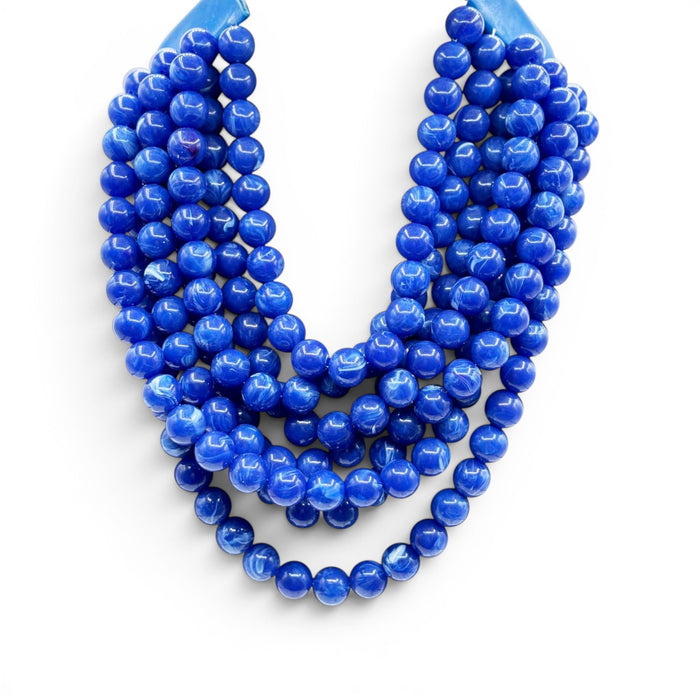 Isadora Lapis Resin Multi Strand Necklace With Vegan Adjustable Clasp