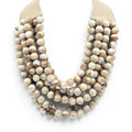 Isadora Multi-Strand Ivory Agate Resin Necklace With Ivory Vegan Adjustable Clasp