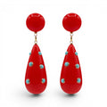 Kathryn Red And Turquoise Drop Polka Dot Earrings