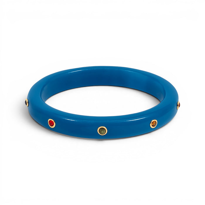 Kristen Cerulean Blue Studded Resin And Stone Bangle
