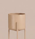 Large pink pot on stand