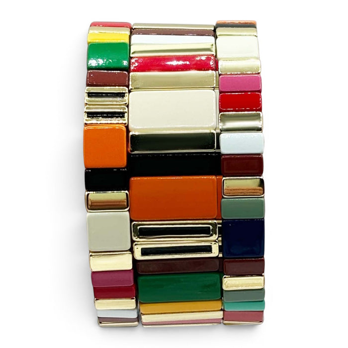 Larissa Enamel Elastic Three Piece Bracelet Set