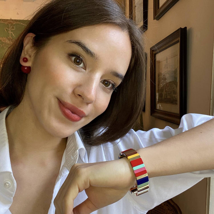 Larissa Enamel Elastic Three Piece Bracelet Set