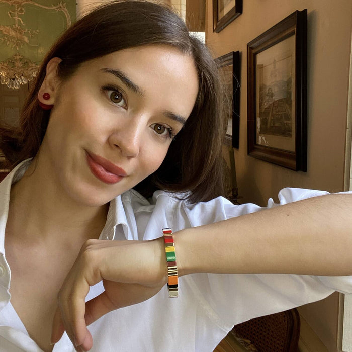 Larissa Enamel Elastic Three Piece Bracelet Set