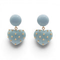 Lavinia Aqua Resin Studded Heart Drop Earrings
