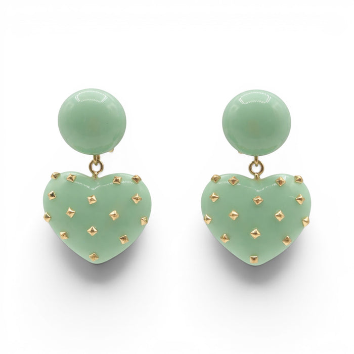 Lavinia Jade Resin Studded Heart Drop Earrings