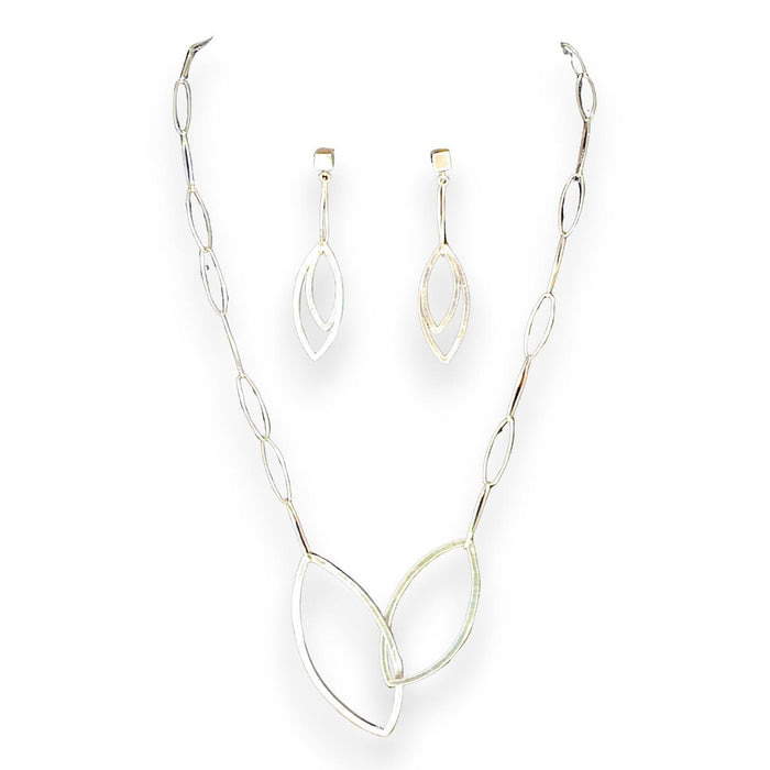 Interleaf Earrings, Sterling Silver Leaf Dangles, by Grace Chin, on model