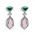 Leonie Emerald And Pink Cubic Zirconium Drop Earrings