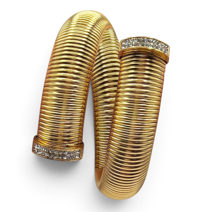 Lisette Gold Plated Sixteen Millimeter Cobra Bracelet With Pave Tips