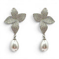 Liviana Cubic Zirconium Pave And Pearl Drop Clip On Earrings