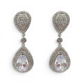 Loise Cubic Zirconium Pear Shape Drop Clip On Earrings