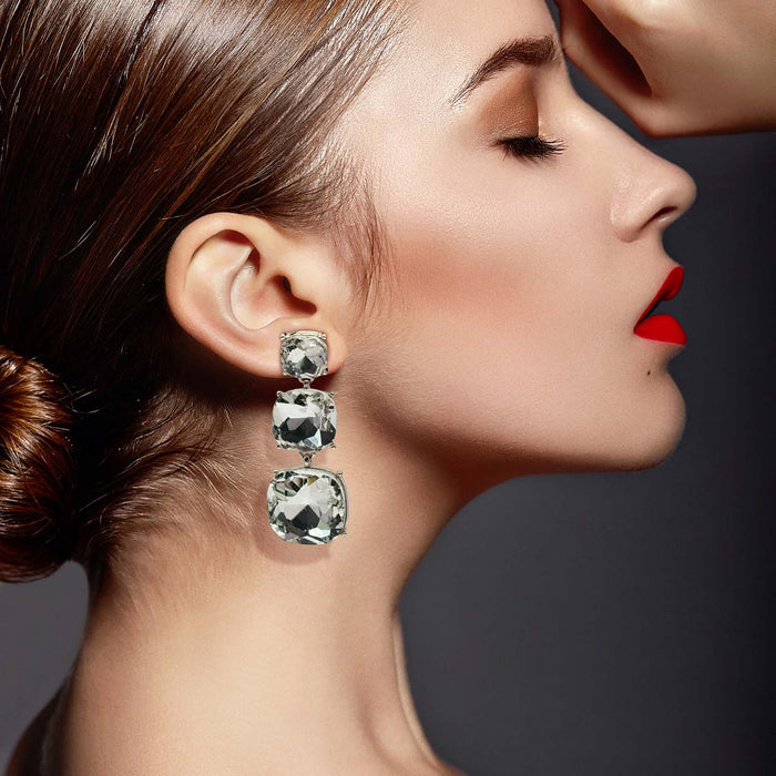 Mackenzie Triple Cushion Shape Crystal Drop