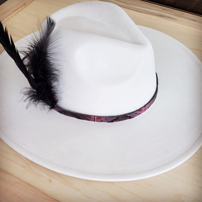 Southwest print leather hat band, pattern variation view