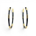 Mallory Black And Gold Stripe Hoop Earrings