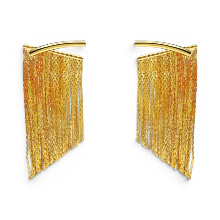 Margherita Gold Plated Two Part Fringe Earrings