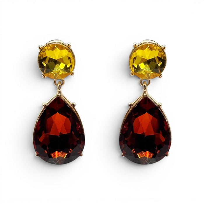 Marina Light Topaz And Dark Topaz Pear Shape Clip On Drop Earrings