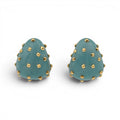 Maristella Aqua Studded Resin Pierced Hoop Earrings