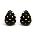 Maristella Black Studded Resin Pierced Hoop Earrings