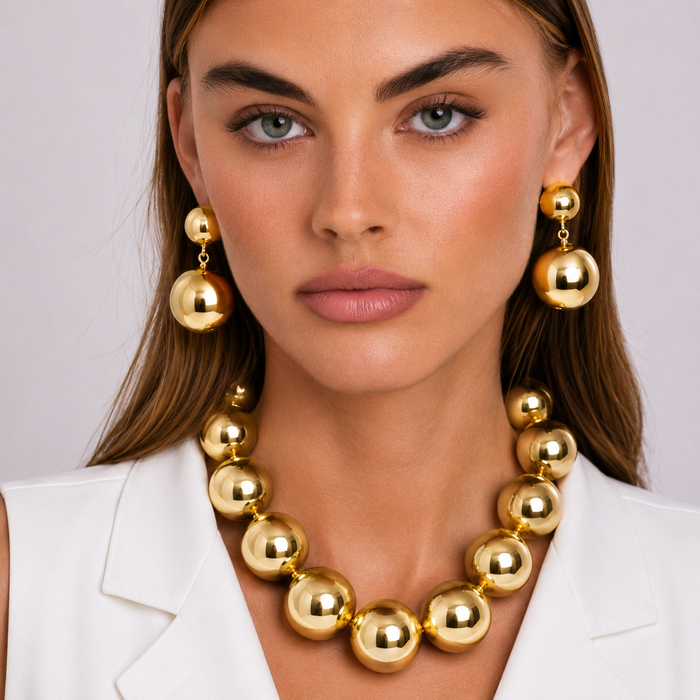 Marylynn Gold Ball Drop Earrings